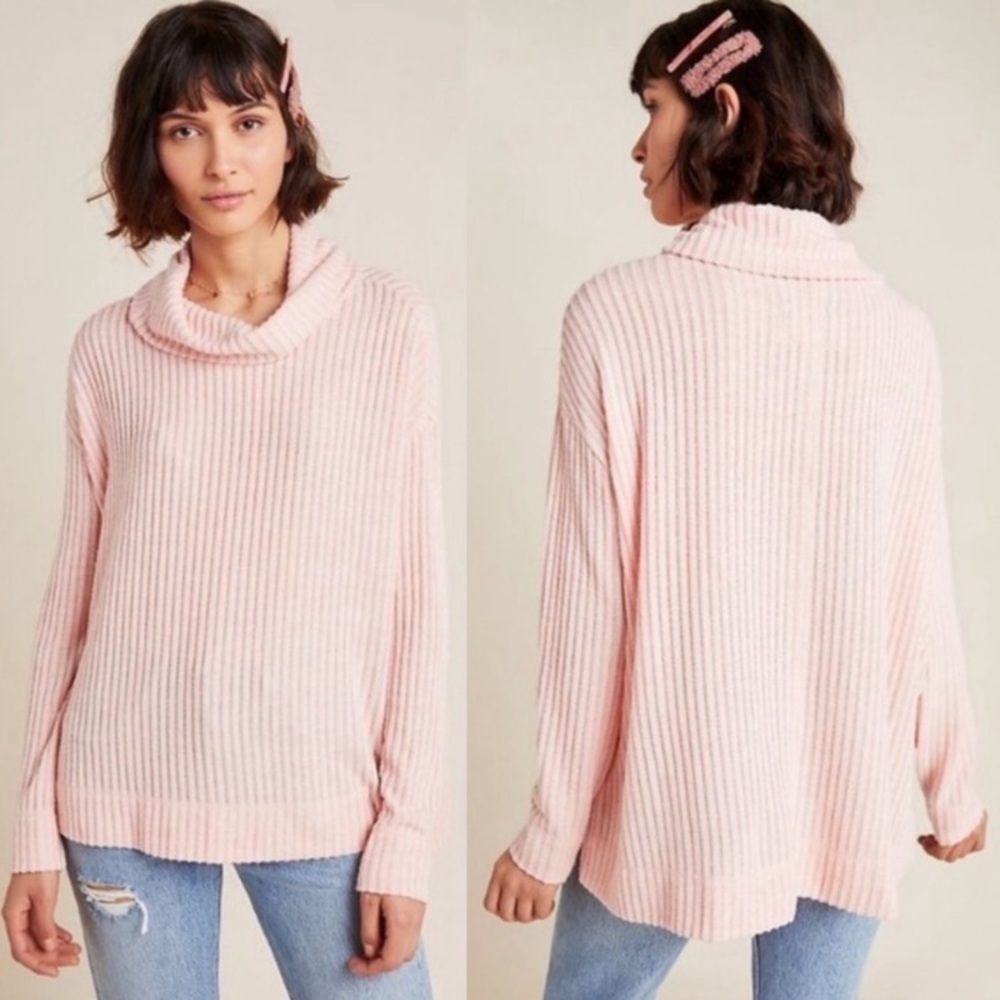 ANTHROPOLOGIE Maeve Pink Vanna Cowl Neck Pullover Sweater